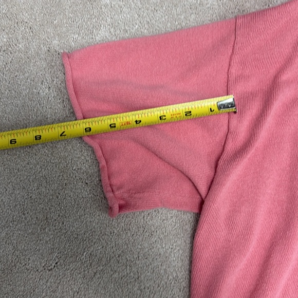 MOTHER The Boxy Crop V-Neck Short Sleeve Sweater Top Pink Size XS - Picture 11 of 11